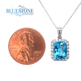 14 Karat White Gold Pendant with One 8mm x 6mm Rectangular Cushion Cut